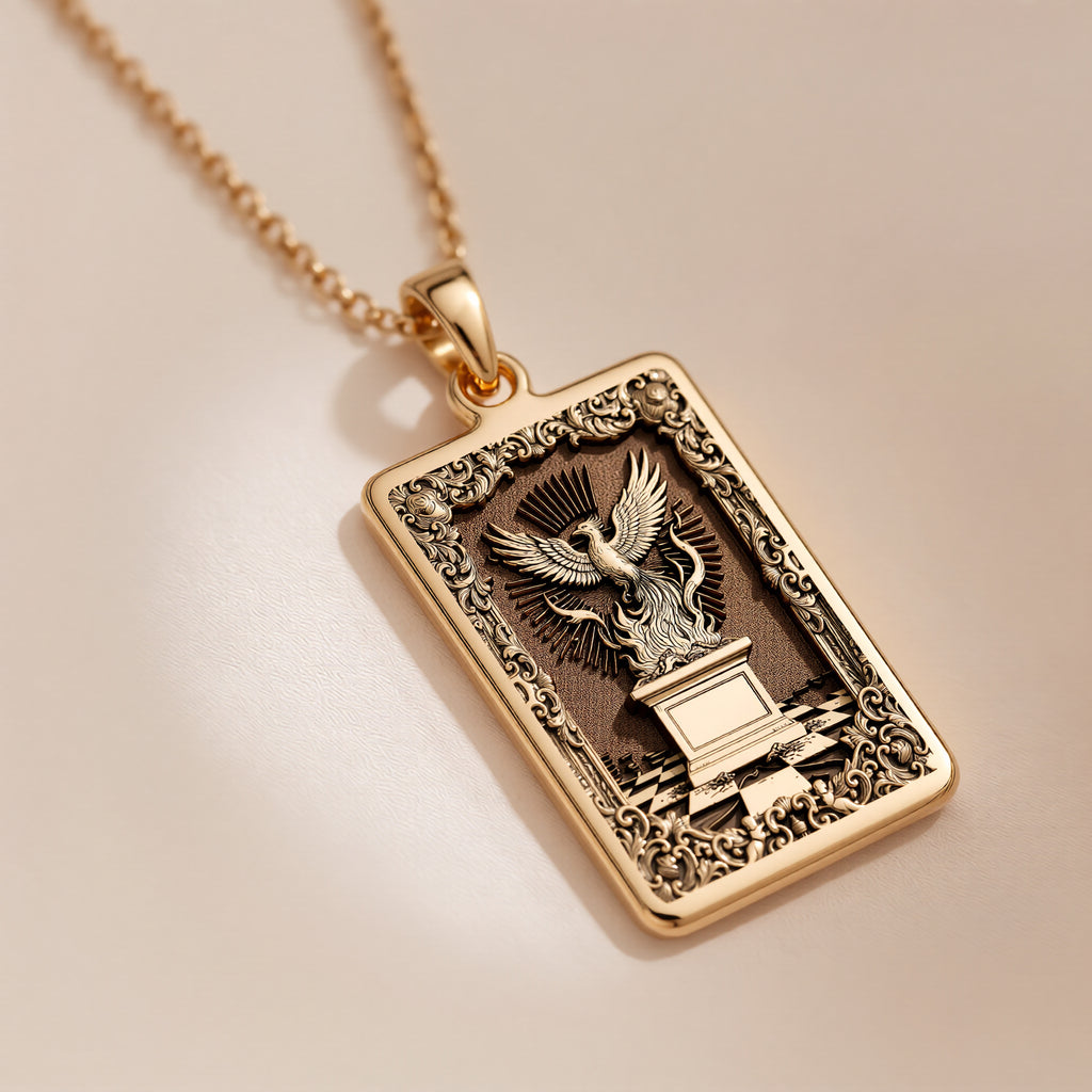 Phoenix Rising from Ashes Rebirth Charm | 14K Solid Gold - Spiritual Protection Symbol