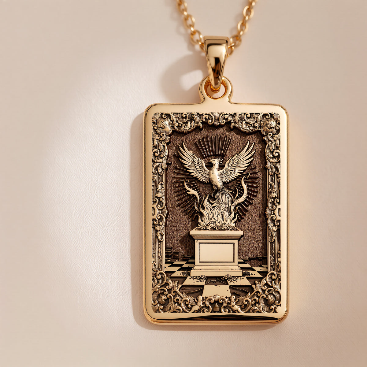 Phoenix Rising from Ashes Rebirth Charm | 14K Solid Gold - Spiritual Protection Symbol