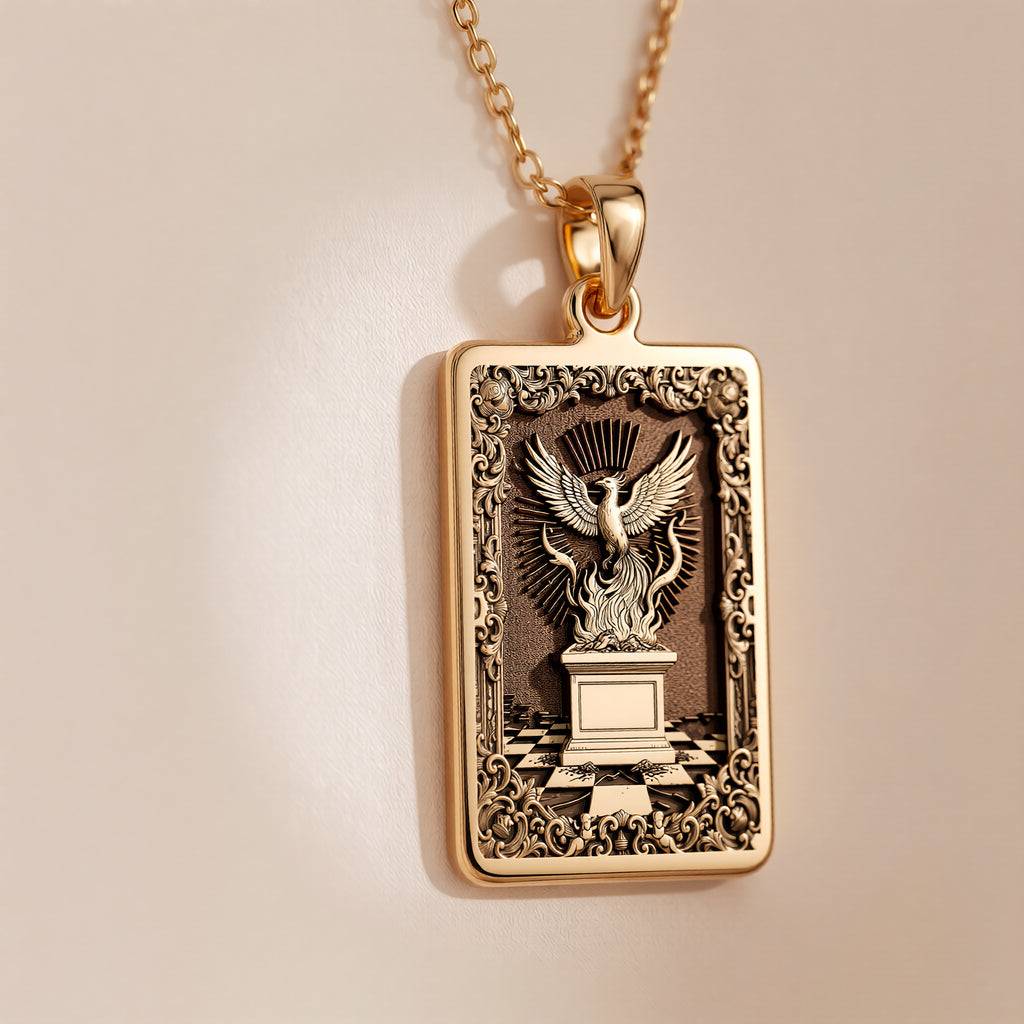 Phoenix Rising from Ashes Rebirth Charm | 14K Solid Gold - Spiritual Protection Symbol