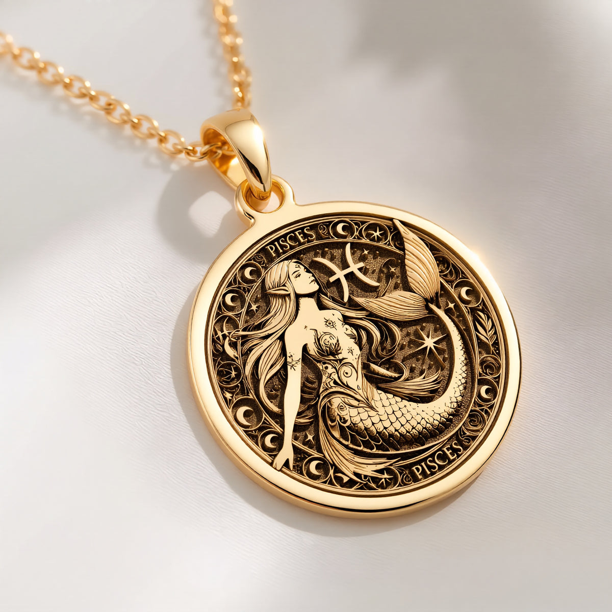Pisces Mermaid Necklace: with sea siren ocean goddess astrology talisman - View 214