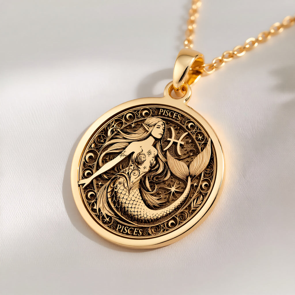 Pisces Mermaid Necklace: with sea siren ocean goddess astrology talisman - View 214