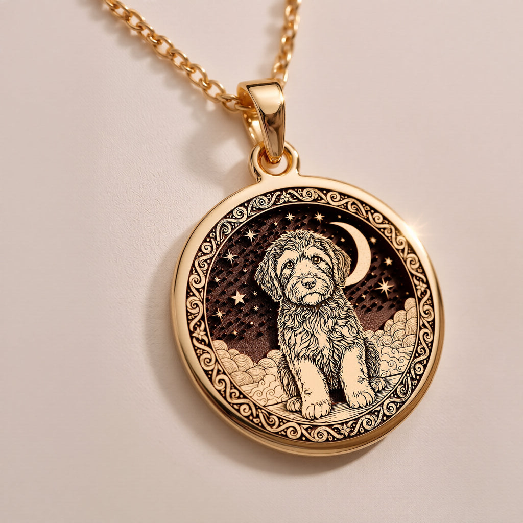 A striking 925 sterling silver Portuguese Water Dog charm. The art shows the celestial dog, a meaningful piece of jewelry for a pet owner.