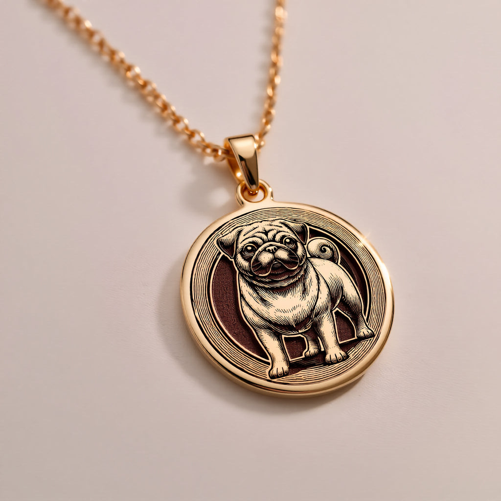 925 sterling silver Pug Dog Spirit Animal Medallion: Shipping info card U.S. customs fe...