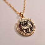 925 sterling silver Pug Dog Spirit Animal Medallion: Shipping info card U.S. customs fe...