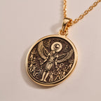 Rose Gold Plated Ra Necklace featuring an elegant Egyptian winged design. A symbolic talisman pendant for mythology and ancient culture enthusiasts. Perfect for gifting or as a unique statement accessory.