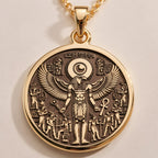 Ra Sun God Winged Pendant Necklace | 14K Gold & Silver Options - Ancient Mythology Protection Talisman - Image 2