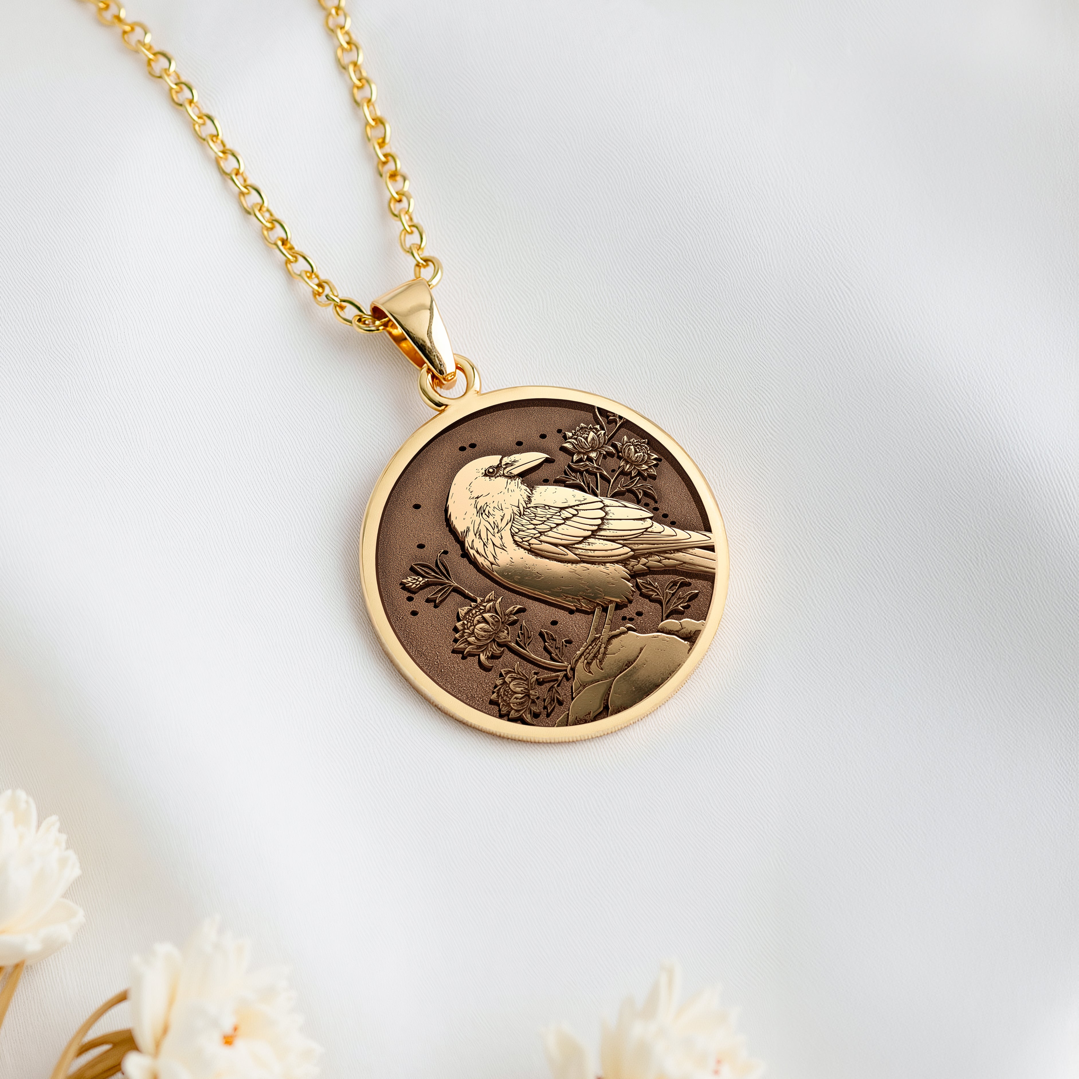 Raven Spirit Animal Pendant | Silver & Plated Options - Gothic Style Memento Mori