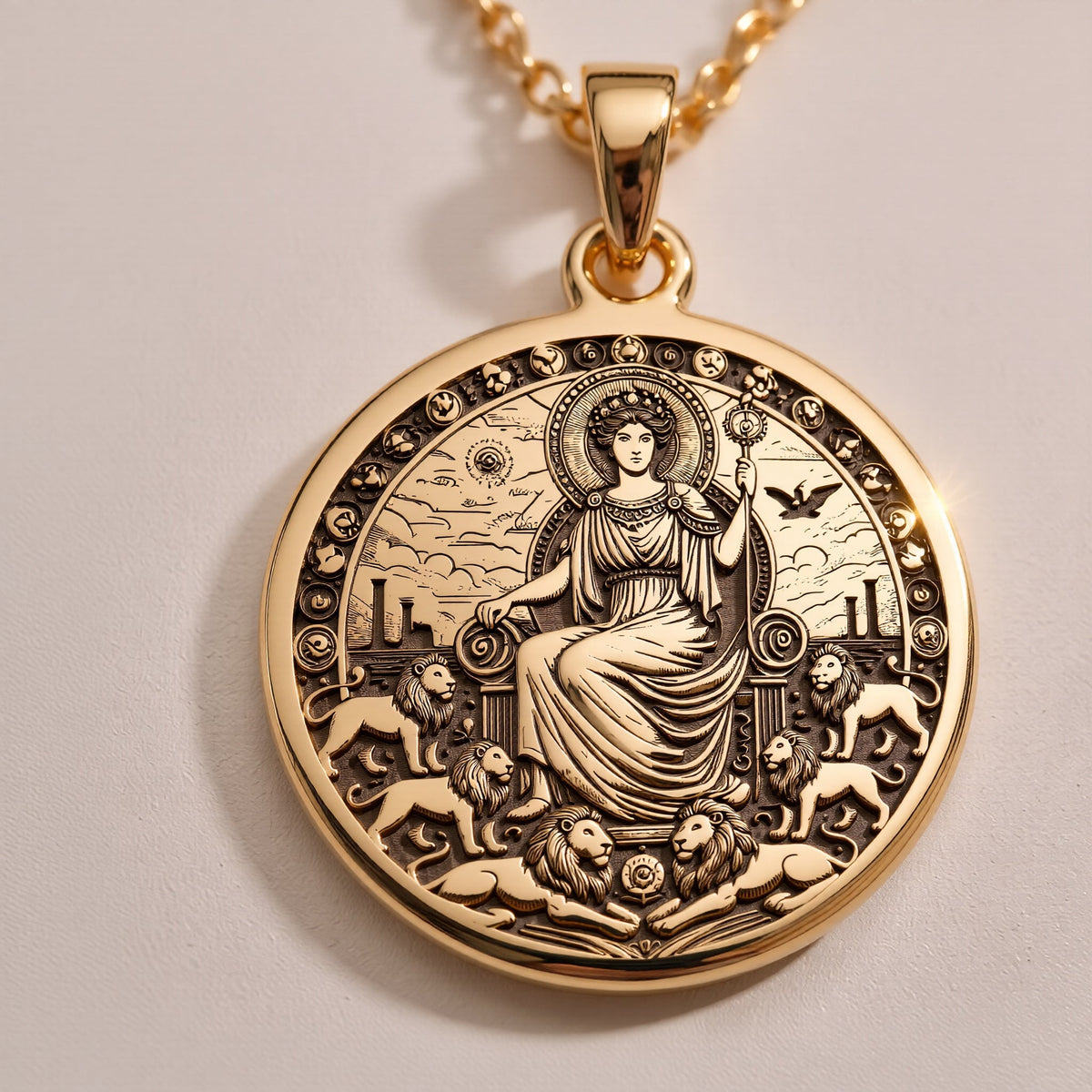 925 Sterling Silver Rhea Necklace with a Greek mythology theme, representing motherhood and fertility. A timeless piece for everyday elegance or special occasions.