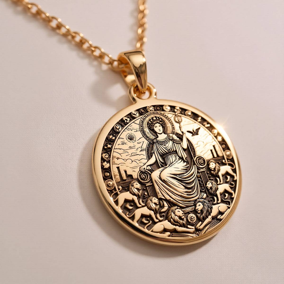 Rose Gold Plated Rhea Necklace, inspired by Greek mythology and embodying the essence of motherhood and fertility. Perfect for unique and meaningful gifts.