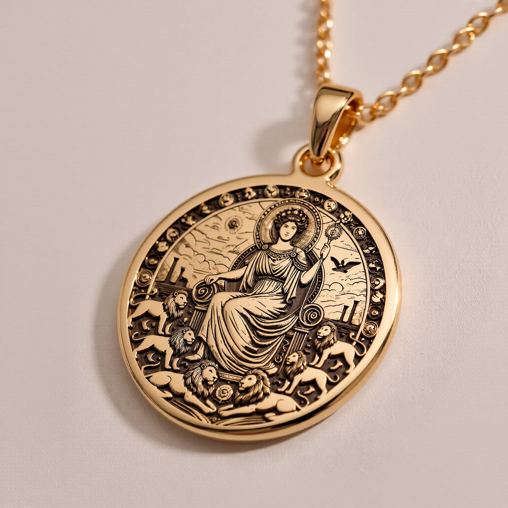 Rose Gold Plated Rhea Necklace, inspired by Greek mythology and embodying the essence of motherhood and fertility. Perfect for unique and meaningful gifts.