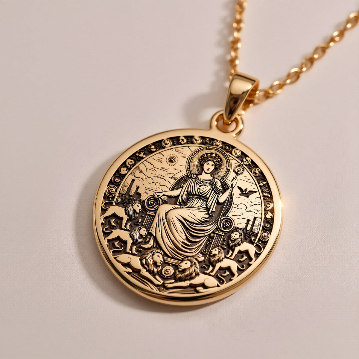 925 sterling silver Rhea Goddess Mother of Gods Pendant: size chart round gold pendants...