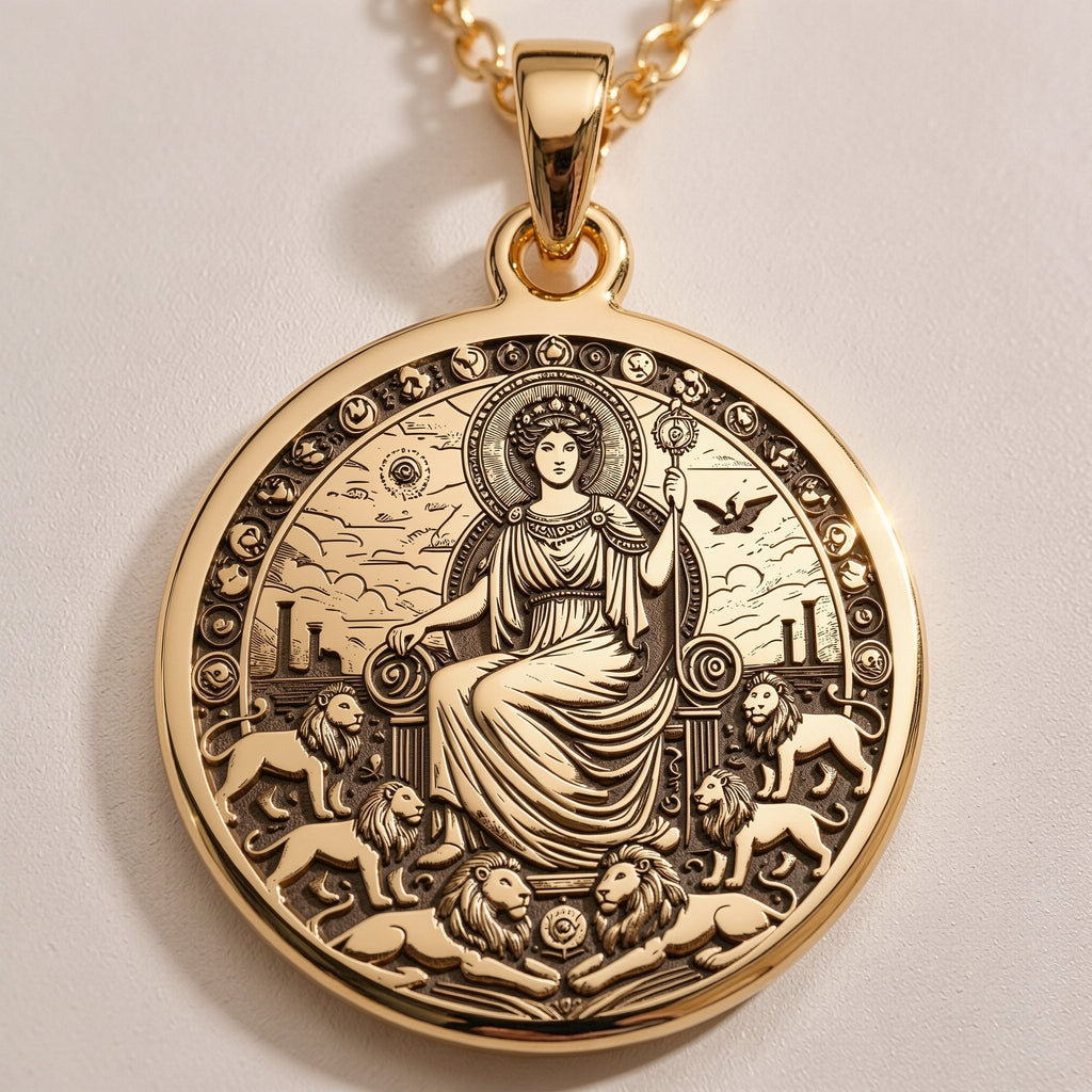 Rhea Goddess Mother of Gods Pendant | 14K Gold & Silver Options - Ancient Mythology Protection Talisman - Image 2