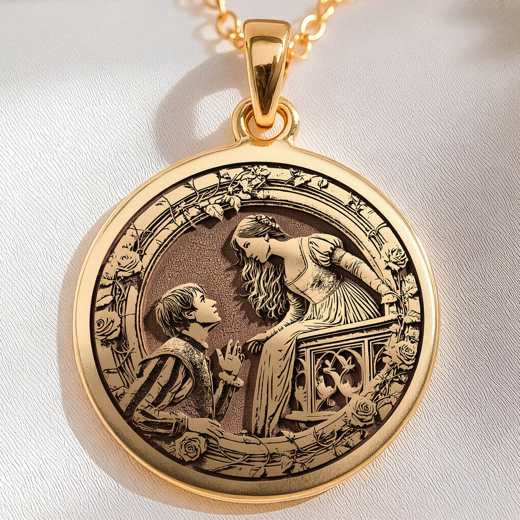 Romeo & Juliet Star Crossed Lovers Charm | 14K Solid Gold - Romantic Literary Gift