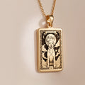 A polished 14K solid gold Rottweiler medallion. This fine pet jewelry represents the breed's noble strength, making it a perfect Rottie lover gift.