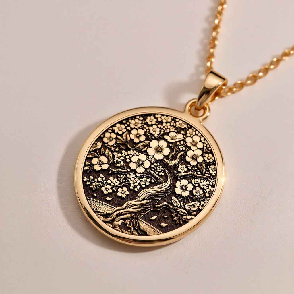 925 sterling silver Sakura Tree Pendant: size chart gold pendants ranging from 14mm to ...