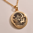 Selene Necklace in Rose Gold Plated finish with a beautifully designed Greek Moon Goddess medallion. A meaningful celestial jewelry piece for astrology lovers and a stunning gift for her on special occasions or holidays.