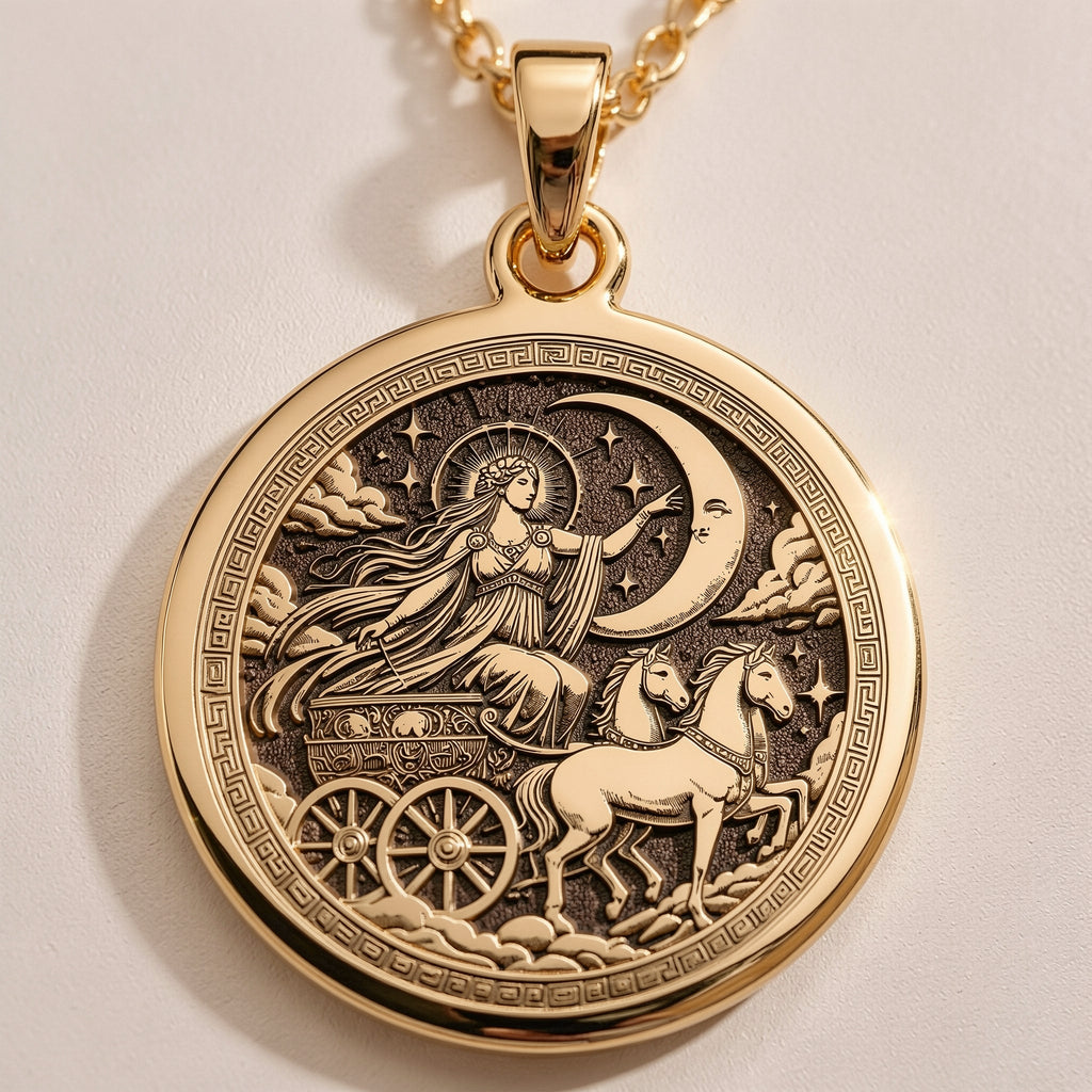 Selene Moon Goddess Necklace | 14K Gold & Silver Options - Ancient Mythology Celestial Lunar Charm - Image 2