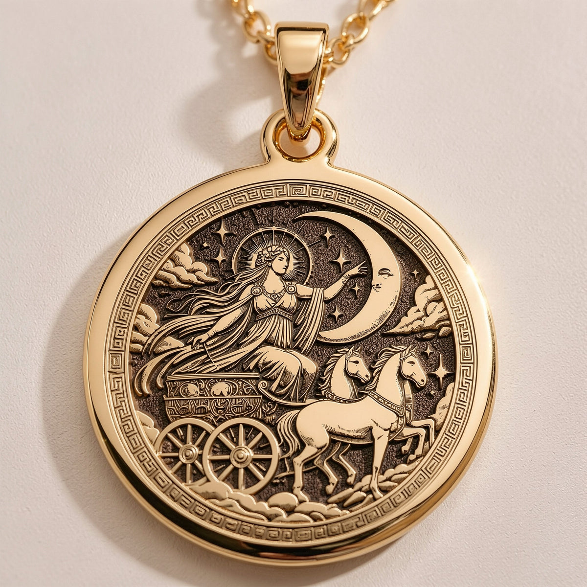 Selene Moon Goddess Necklace | 14K Gold & Silver Options - Ancient Mythology Celestial Lunar Charm - Image 2