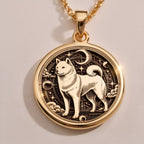 An elegant rose gold plated Shiba Inu pendant. The beautiful engraving makes this a dainty and modern piece of pet jewelry.
