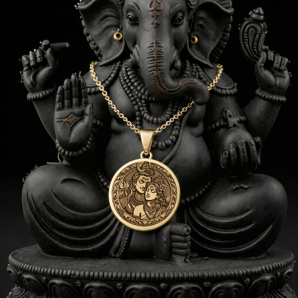 Shiva Parvati Necklace: with mahadev trishul amulet talisman - View 214