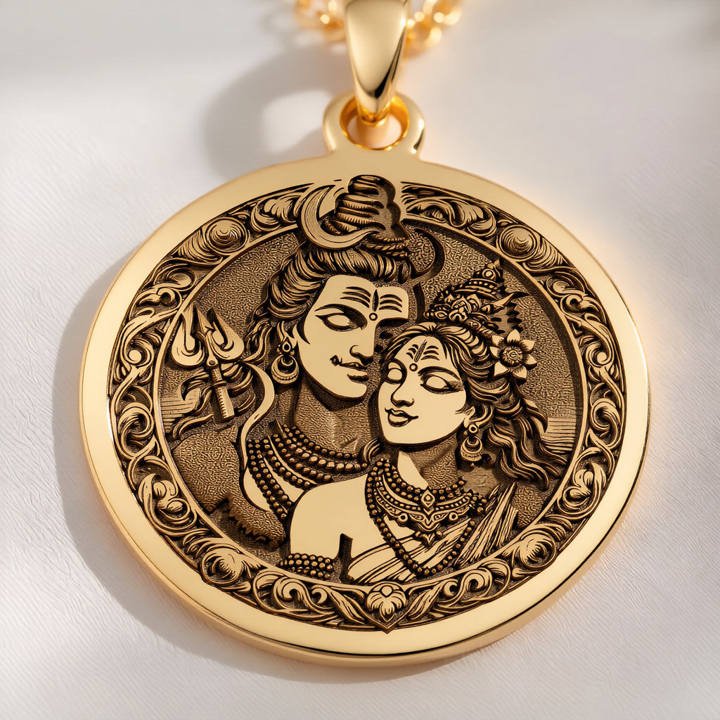 Shiva Parvati Necklace: with mahadev trishul amulet talisman - View 153