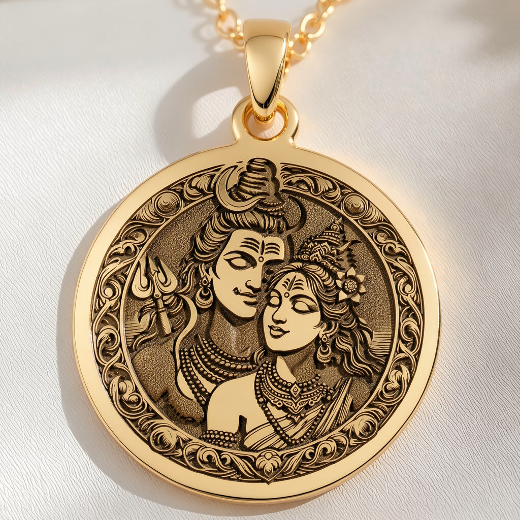 Shiva Parvati Necklace: with mahadev trishul amulet talisman - View 153