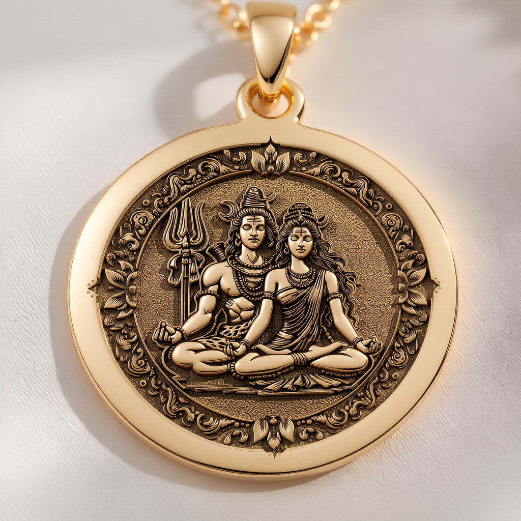 Shiva Parvati Necklace: with mahadev trishul amulet talisman spiritual amulet - View 214