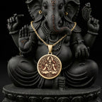 14K solid gold Nataraja Shiva Destroyer God Pendant: round  of Hindu deity Shiva with e...