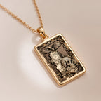 Skull Tarot Pendant | 14K Solid Gold - Memento Mori Gothic Style