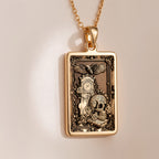 Skull Tarot Pendant | 14K Solid Gold - Memento Mori Gothic Style