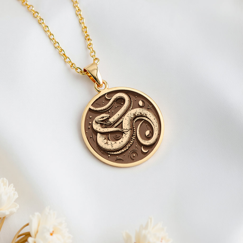 Serpent Totem Snake Pendant | 14K Solid Gold - Rebirth Spirit Animal Witchy Jewelry