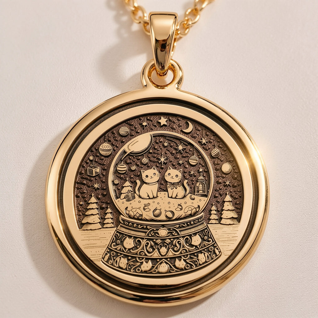 925 sterling silver Snow Globe Cat Pendant: size chart round gold medallions in 14mm to...