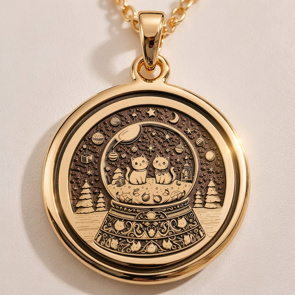 925 sterling silver Snow Globe Cat Pendant: size chart round gold medallions in 14mm to...