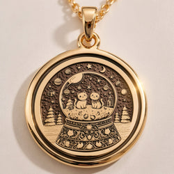 Snow Globe Cat Pendant - 14K Solid Gold