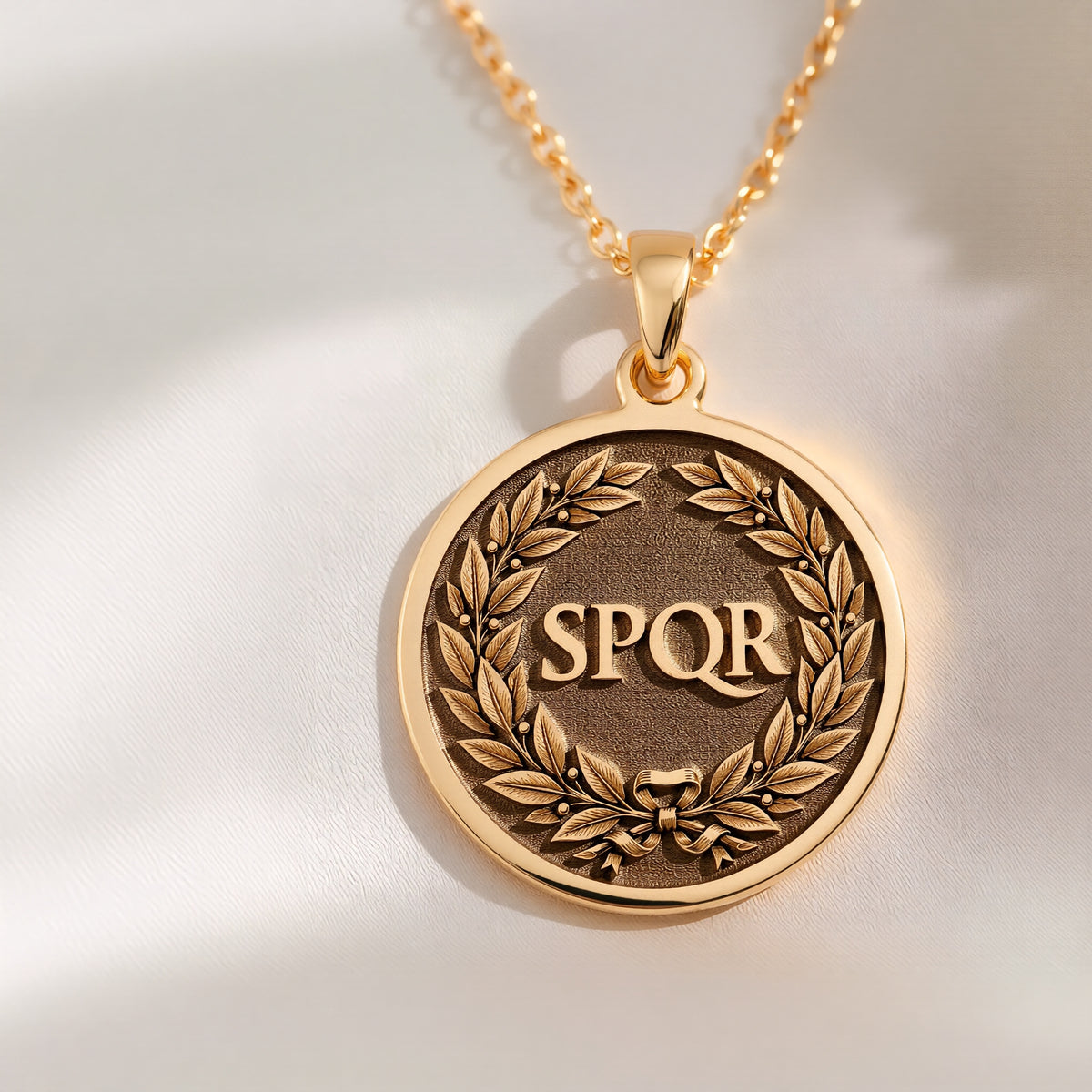 Roman Laurel Wreath Pendant | 14K Solid Gold - Ancient Mythology History Buff Gift