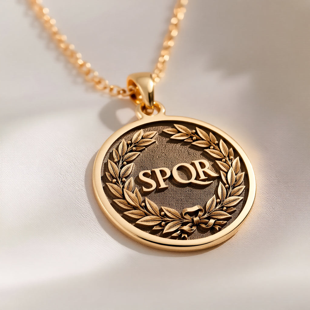 Roman Laurel Wreath Pendant | 14K Solid Gold - Ancient Mythology History Buff Gift
