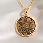 Star of Ishtar Goddess Pendant | 14K Solid Gold - Ancient Mythology Celestial Protection