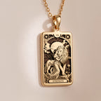 Strength Tarot Card Necklace | 14K Solid Gold - Inner Power Charm Astrological Sign