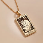 14K solid gold necklace Strength Tarot Arcana | Occult Tarot Talisman tarot - view 2