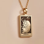 14K solid gold necklace Strength Tarot Arcana | Occult Tarot Talisman tarot - view 3
