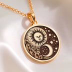 14K solid gold Celestial Sun Moon Yin Yang Pendant: round  celestial sun moon yin yang ...