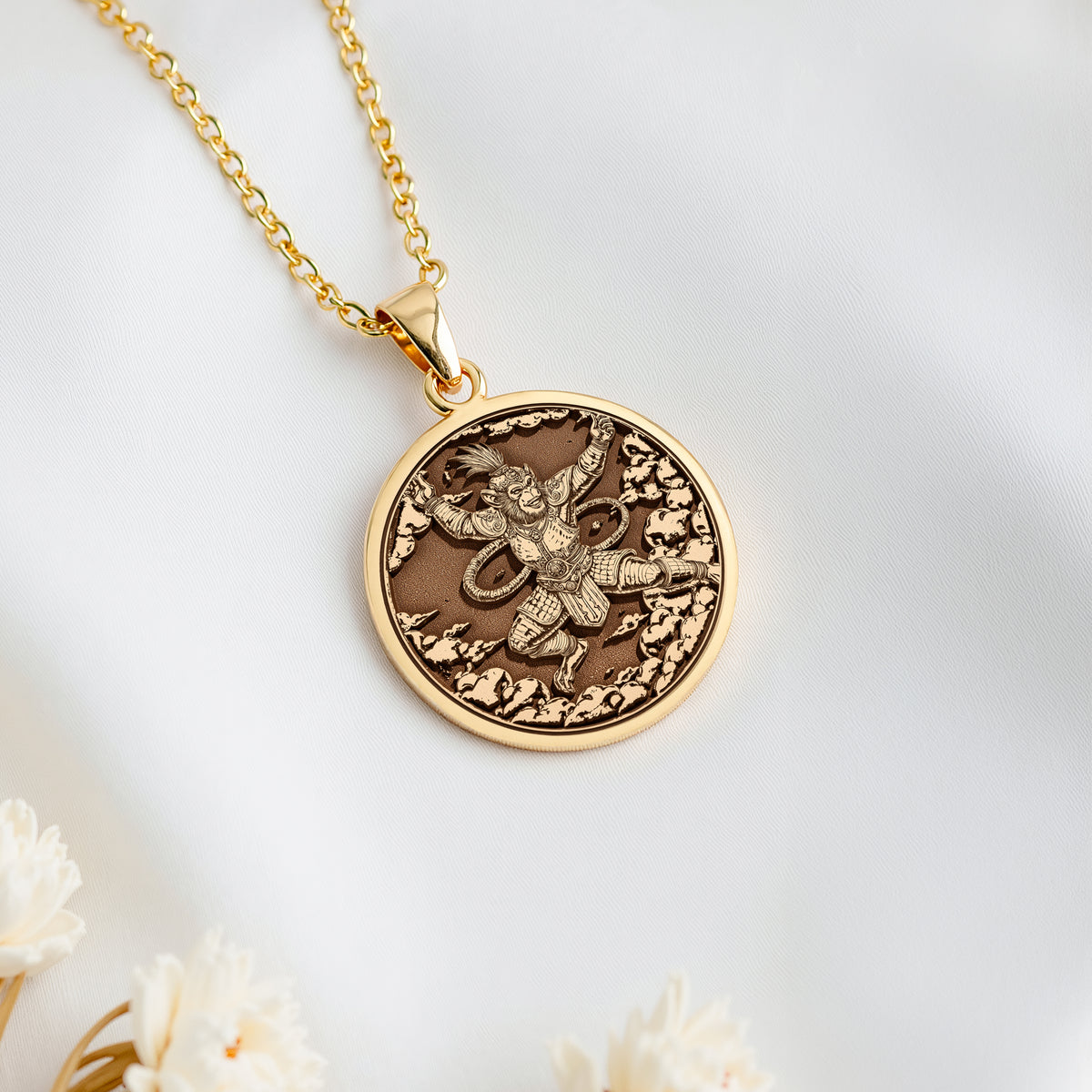 Monkey King Sun Wukong Necklace | 14K Solid Gold - Celestial Hero Journey to West