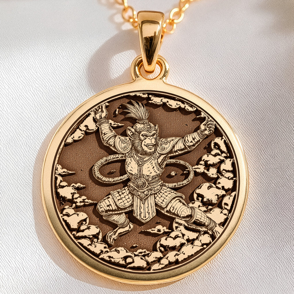 Monkey King Sun Wukong Necklace | 14K Solid Gold - Celestial Hero Journey to West