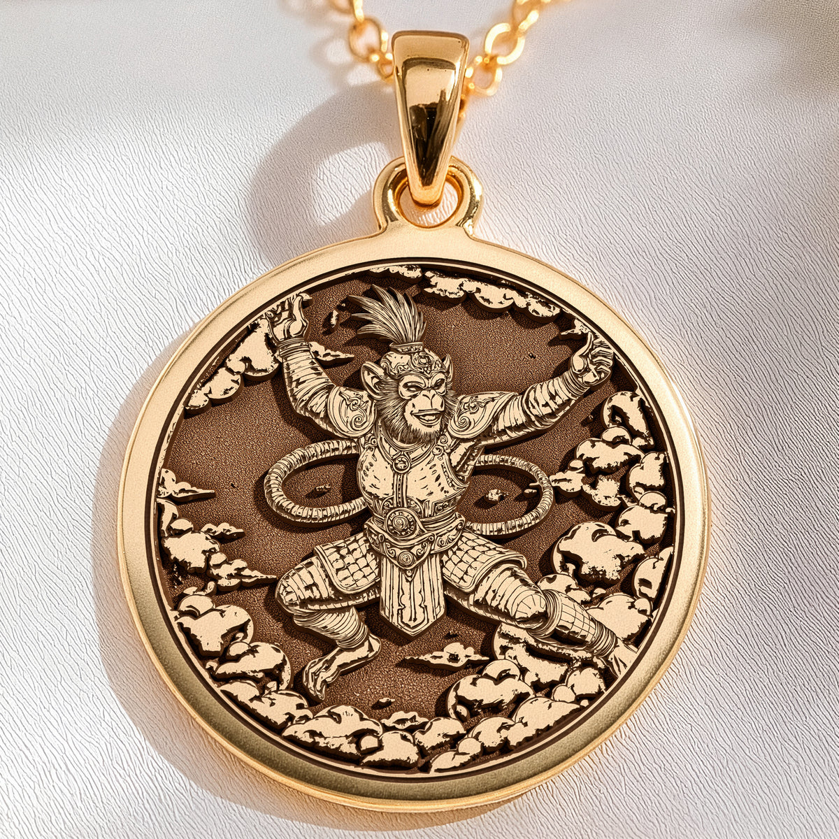 Monkey King Sun Wukong Necklace | 14K Solid Gold - Celestial Hero Journey to West