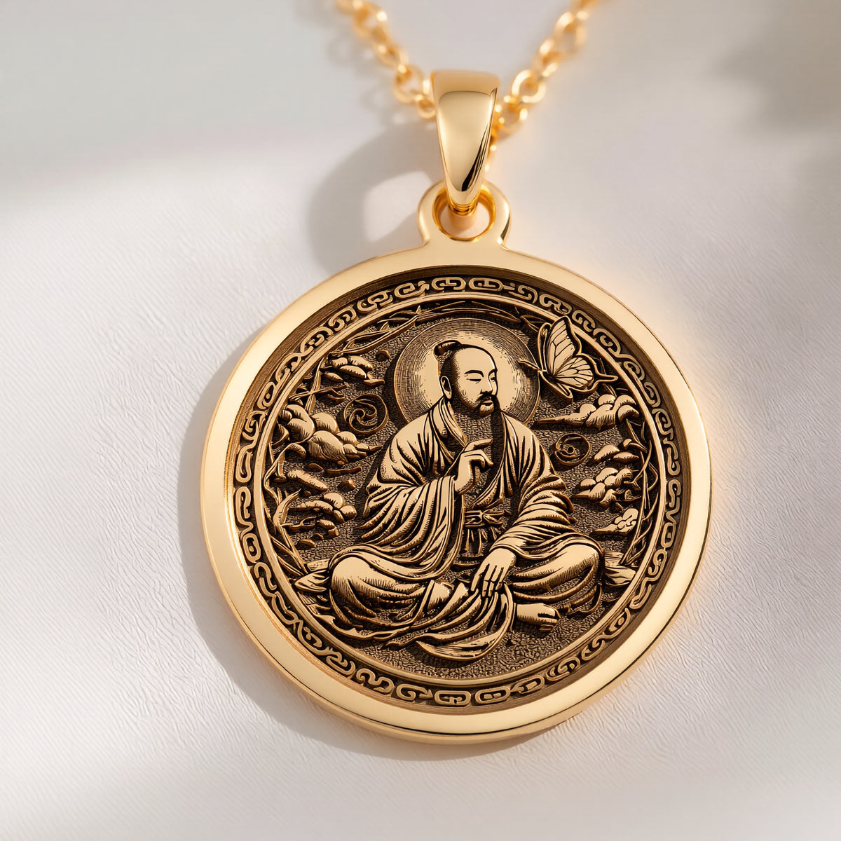 Zhuangzi Butterfly Pendant: with gold taoist pendant taoist jewelry celestial - View 214