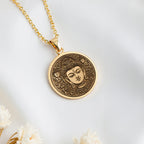 14K solid gold Green Tara Compassion Amulet Necklace: round  of Green Tara Bodhisattva ...