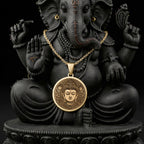 14K solid gold Green Tara Compassion Amulet Necklace: round  of Green Tara Buddhist bod...