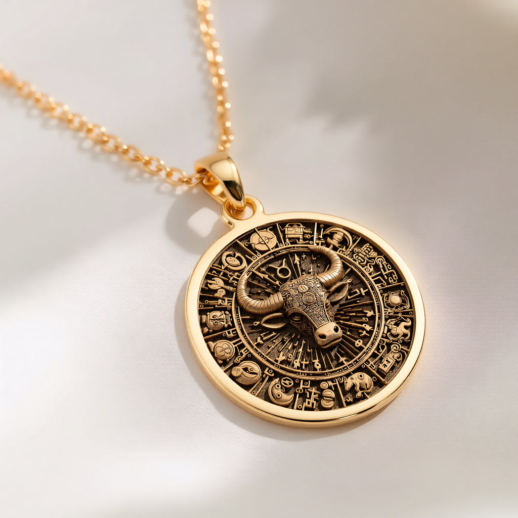 Taurus Bull Zodiac Necklace | 14K Solid Gold - Astrological Sign Birthdate Jewelry