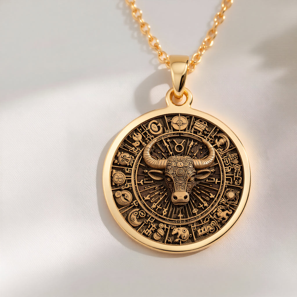 Taurus Bull Zodiac Necklace | 14K Solid Gold - Astrological Sign Birthdate Jewelry