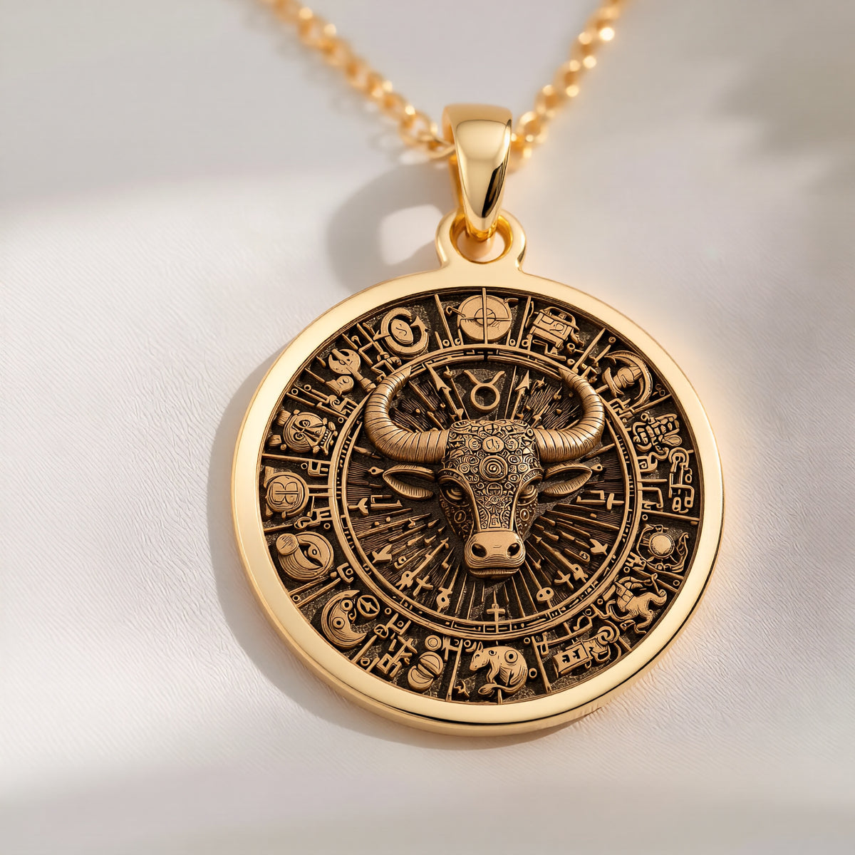 Taurus Bull Zodiac Necklace | 14K Solid Gold - Astrological Sign Birthdate Jewelry